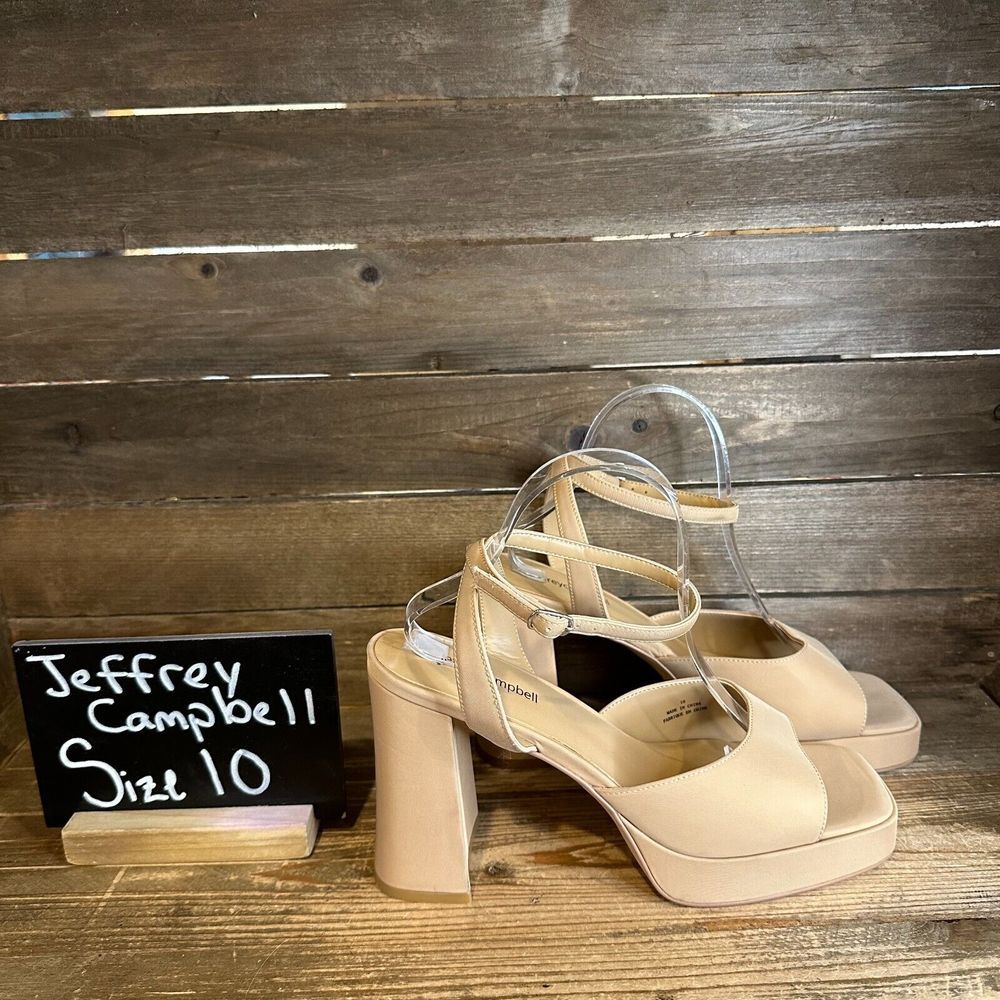 New Womens Jeffrey Campbell Lifts Platform Beige Strappy Heels Sandals Size 10 M